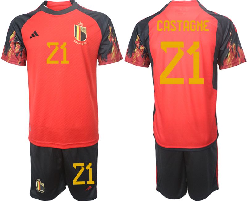 Men 2022 World Cup National Team Belgium home red #21 Soccer Jerseys->customized soccer jersey->Custom Jersey